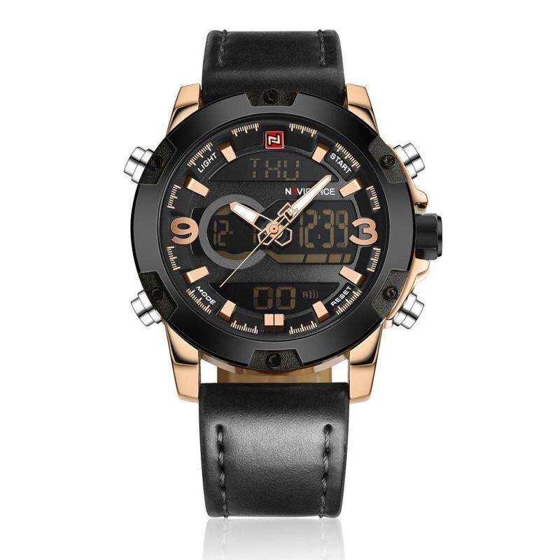 NAVIFORCE 9096 Men 3ATM Waterproof Wrist Watch Electronic Digital Needle Watch Black Malaysia