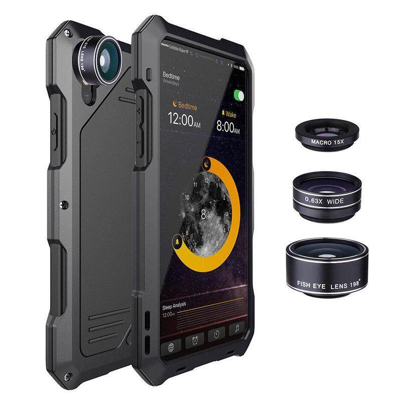 Giá Chống nước Chống Sốc Kim Loại Ốp Lưng Ốp Lưng với 3 Ống Kính Máy Ảnh cho iPhone X 7/8 7/8 Plus Mô Hình: ốp lưng iphone X-quốc tế
