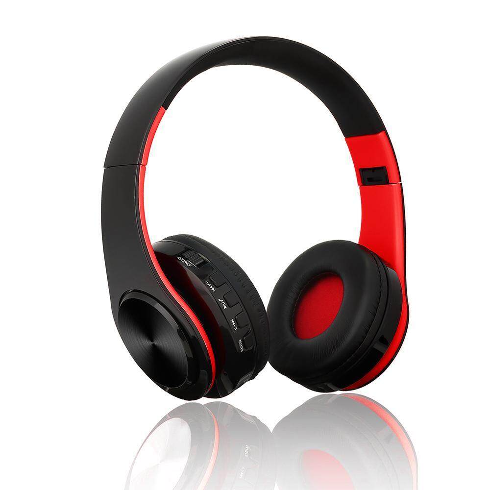 qooyonq Bluetooth Headset, Foldable Over-ear Wireless Wired Stereo Headphone Support TF Card Noise Cancelling Built-in Microphone Hands-free Phone Calling Sports PC Gaming Earphone - intl