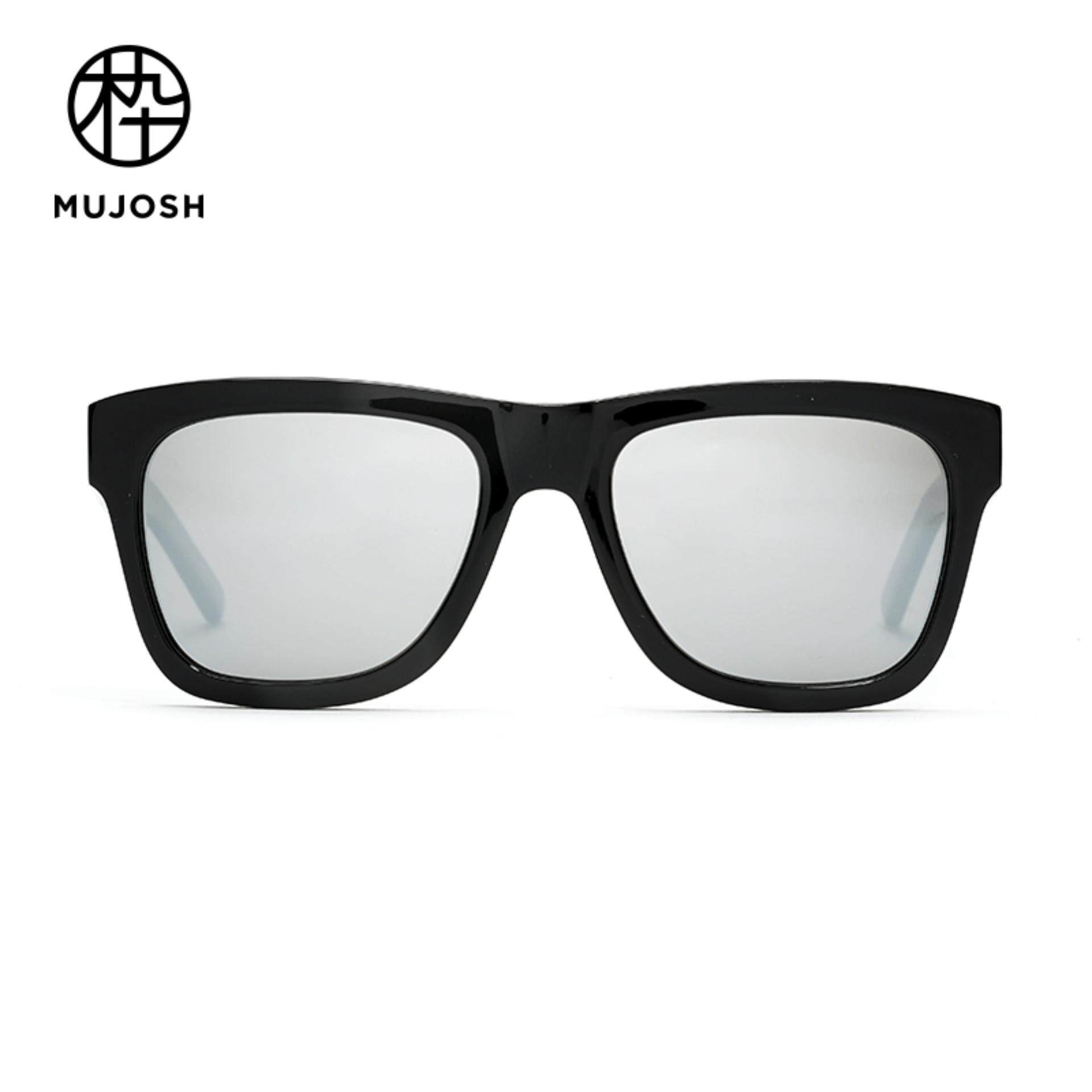 MUJOSH Retro Oval Polarized Black TAC Sunglasses Outdoor UV Protection SM1600006C01