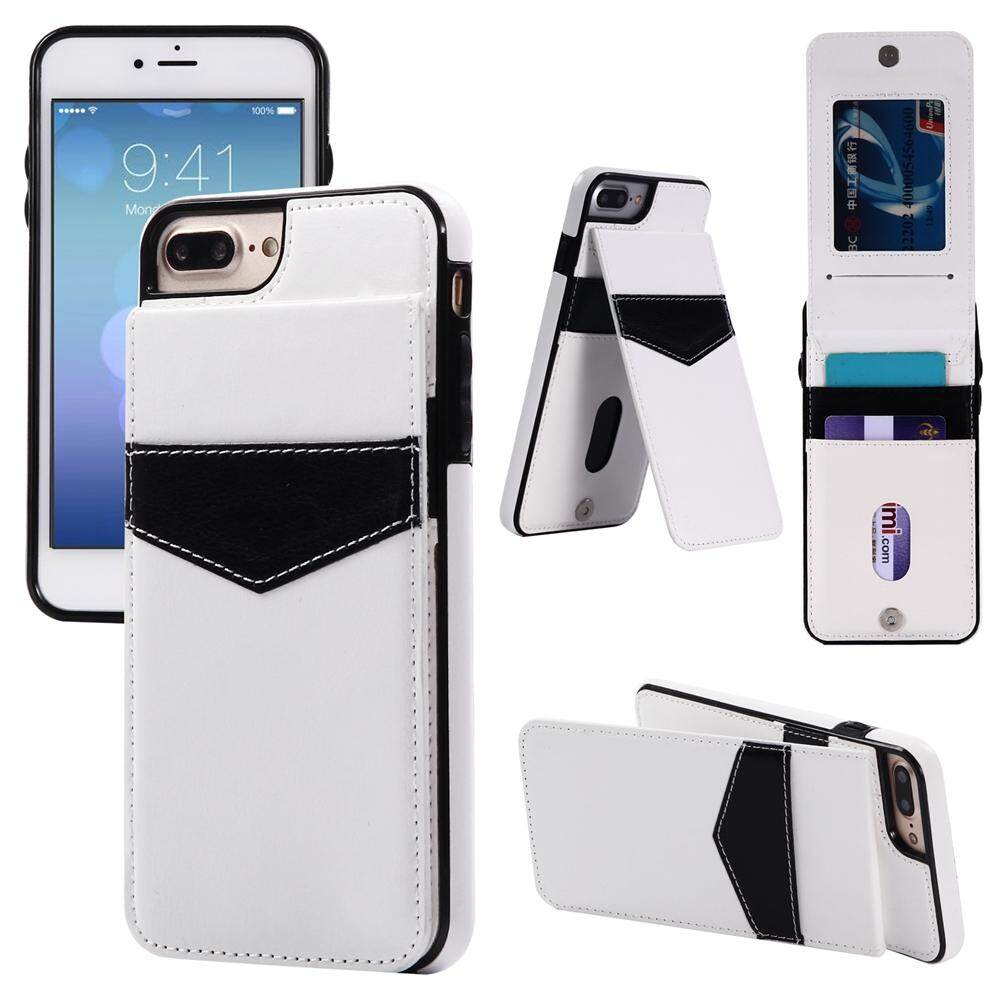 Jual Panas Naik Turun Lipat PU Kulit Dompet Warna-warni Case dengan Kartu Slot Berdiri Penahan Sarung untuk iPhone 7 plus/8 Plus-Internasional