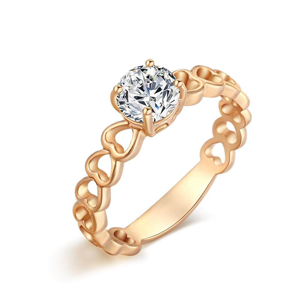 2 PCS Hot Sell Delicate Gold Platinum Plating Zircon Ring Heart Shaped