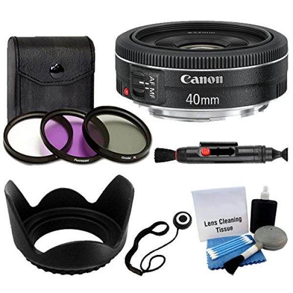 Canon EF 40 Mm F/2.8 STM Lensa untuk DSLR Kamera + 3 Piece Penyaring Perlengkapan 52 Mm + lensa Tudung + 5 Piece Pembersih Perlengkapan + Lensa Tutup Penahan + Pembersih Pulpen + Lensa Lengkap Aksesori Bundel- internasional