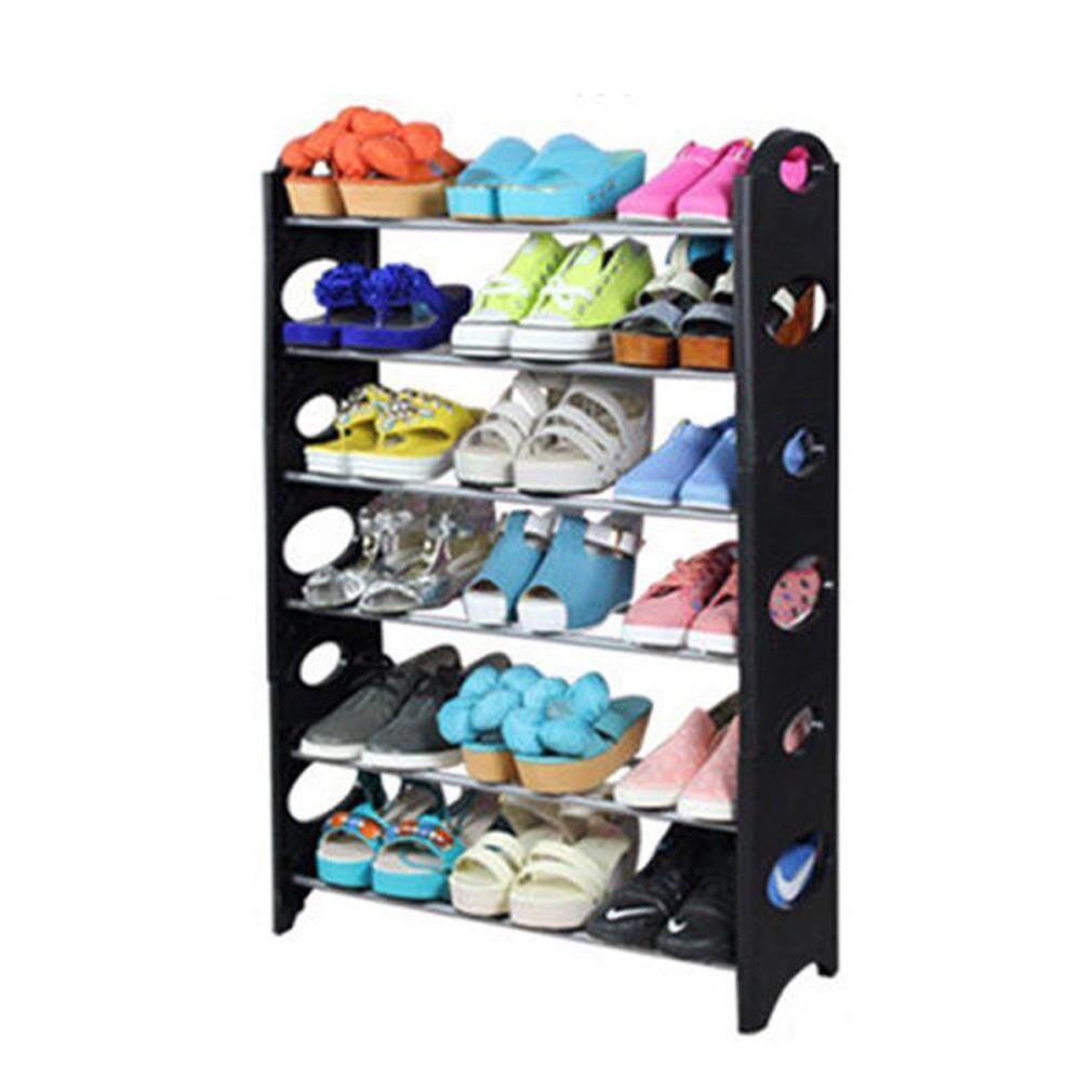 Uinn 6*3 Tiers Rak Sepatu Sepatu Rak Penyimpanan Organizer Penyangga Lemari Menara Hitam-Internasional