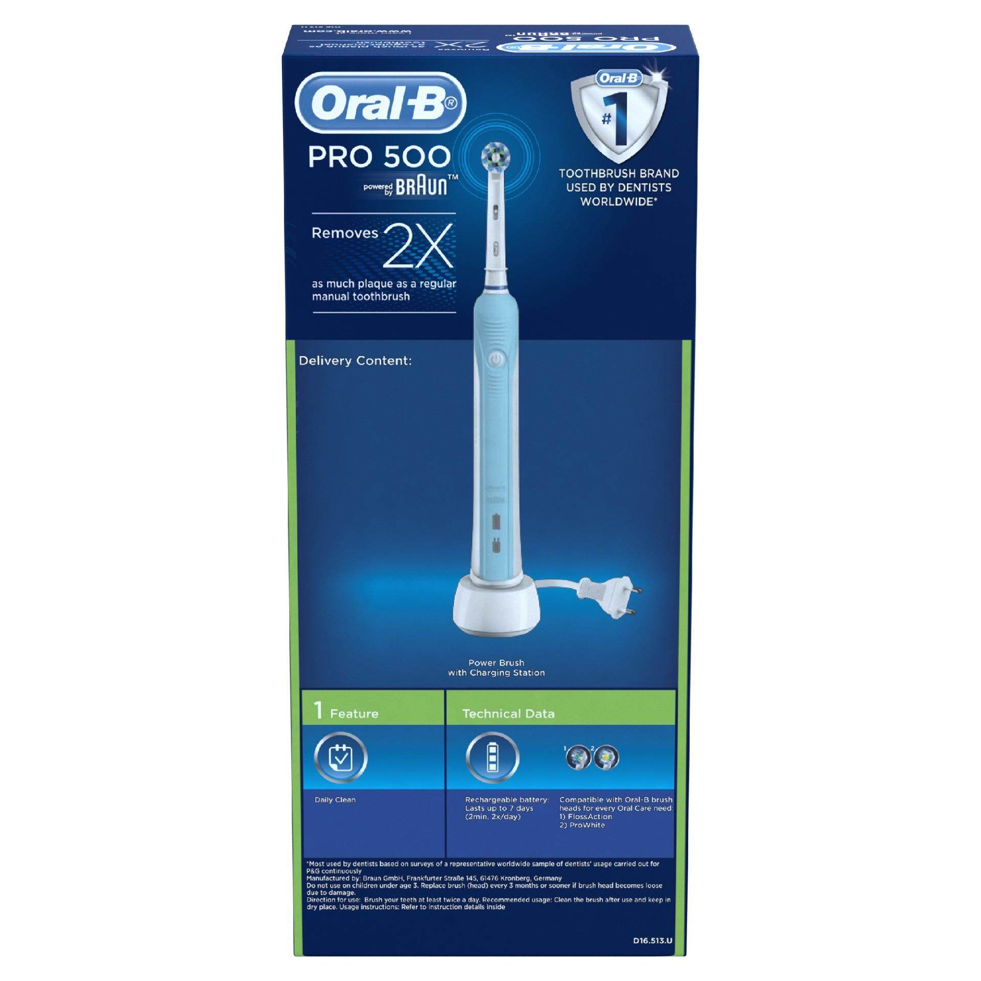 OralB Pro 500 CrossAction Electric Toothbrush Powered by Braun New