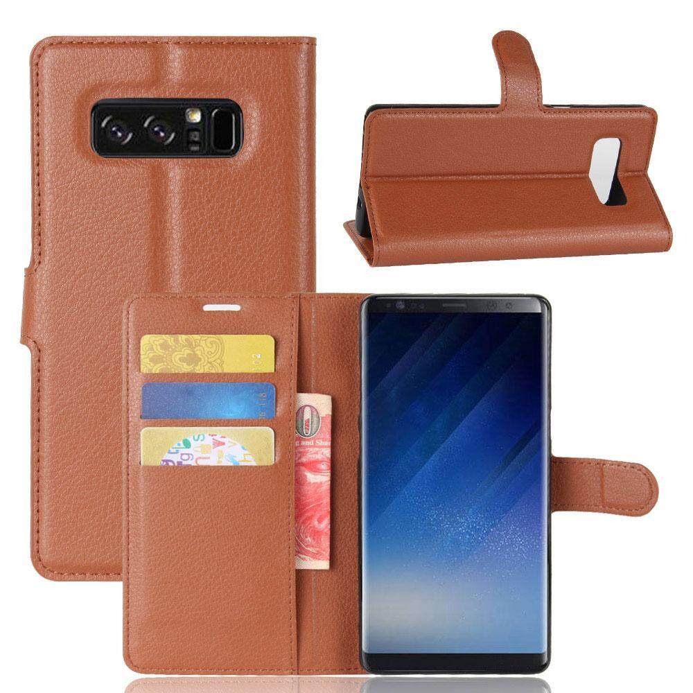 Aojbteng untuk Galaksi Note 8 Case-Pu Kulit Guncangan Penyerapan Magnetik Lipat Case dengan Stand Penyangga dan Slot Kartu Pelindung sarung untuk Samsung Galaksi Note 8 (Cokelat) -Internasional