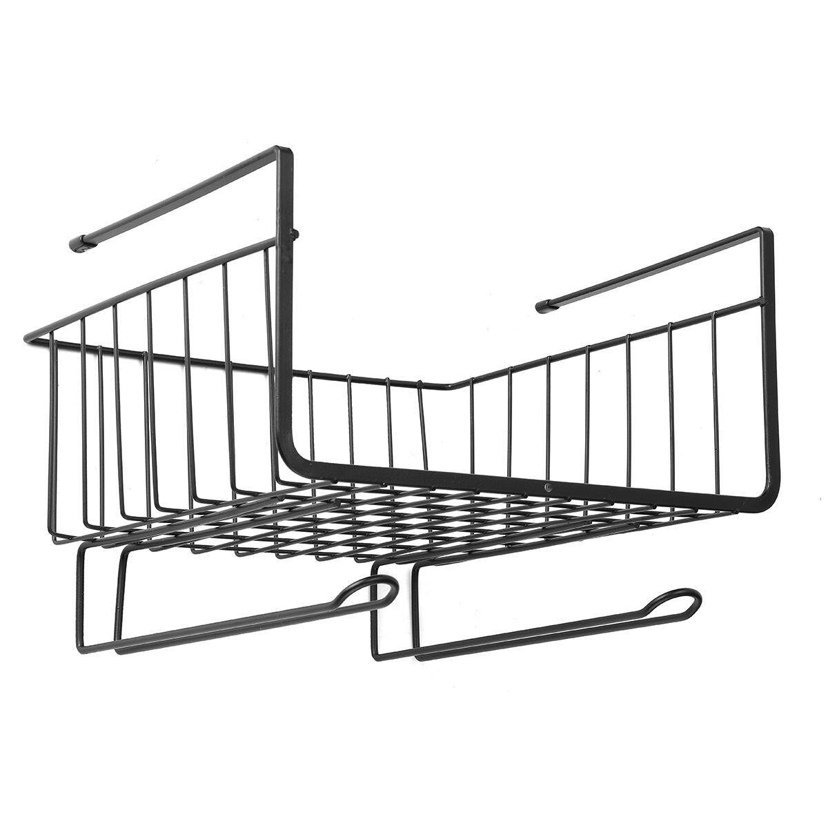 Dibawah Shelf Keranjang Lemari Dapur Dapur Kawat Lemari Rak Penyimpanan Organizer Hitam-Internasional