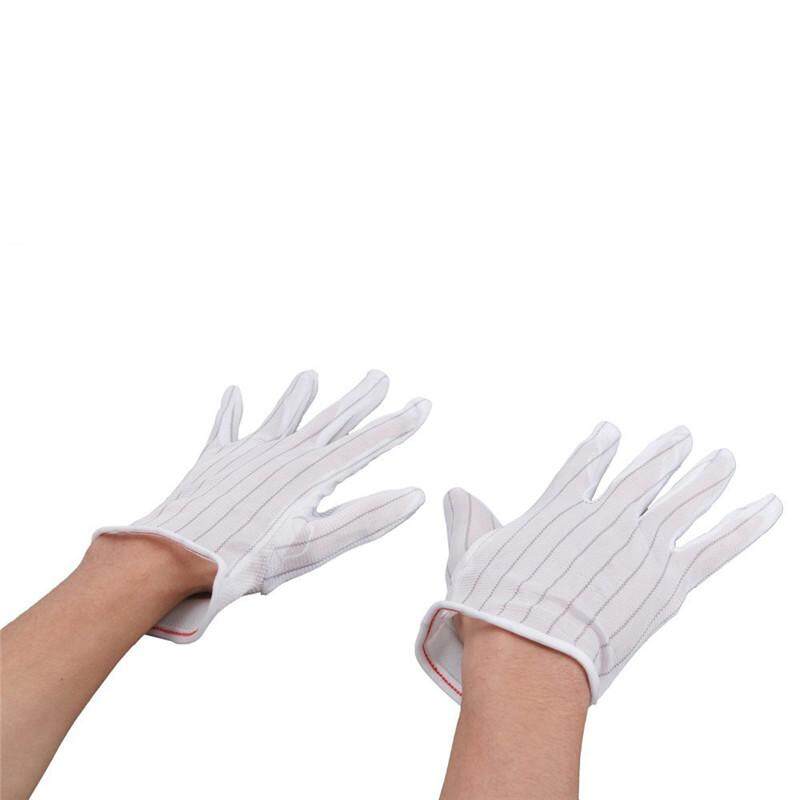 NEW 1 Pair ESD PC Computer Working Antiskid Anti-static Anti-skid White Gloves New Polyester Hot Sale - intl