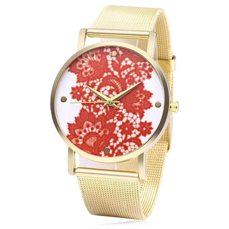 466 Unisex Quartz Watch Stainless Steel Net Band Exquisite Pattern Dial Wristwatch Malaysia