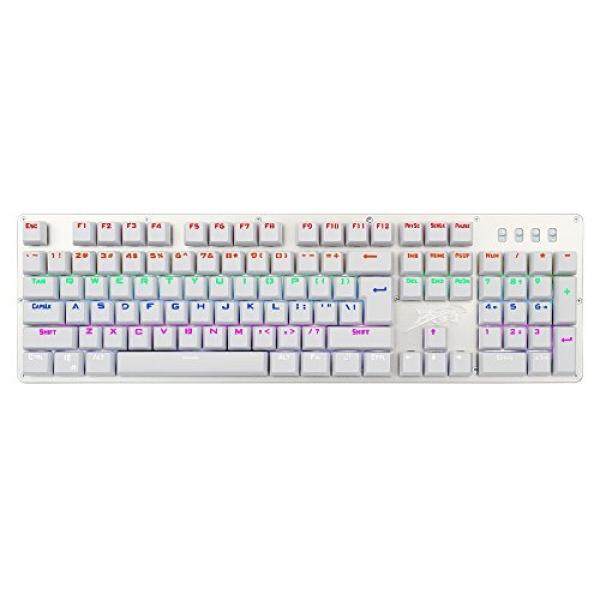 Soaring Leopard, Mechanical Keyboard with Black Switches,Wired USB Gaming Keyboard,104-Key, Backlit Colors LED, Anti-Ghosting for PC,Mac,Laptop,Gamer (White) - intl