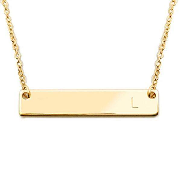 18 K Gold Berlapis Initial Bar Kalung Hari Ibu Wisuda Hadiah 17.5 Inch Bar Yang Dipersonalisasi Kalung (L) -Internasional