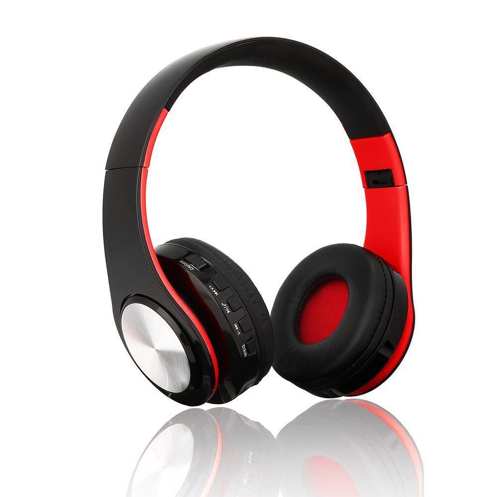 qooyonq Bluetooth Headset, Foldable Over-ear Wireless Wired Stereo Headphone Support TF Card Noise Cancelling Built-in Microphone Hands-free Phone Calling Sports PC Gaming Earphone - intl