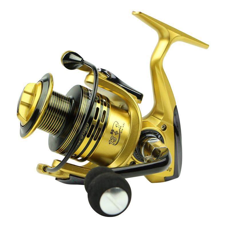 Semua-Logam Lengan 13 + 1BB Spinning Pancing Kumparan EVA Pegangan Memancing Gulungan 3 Warna 1000-7000 Seri gapless Logam Roda Kepala Berputar (6000) -Internasional