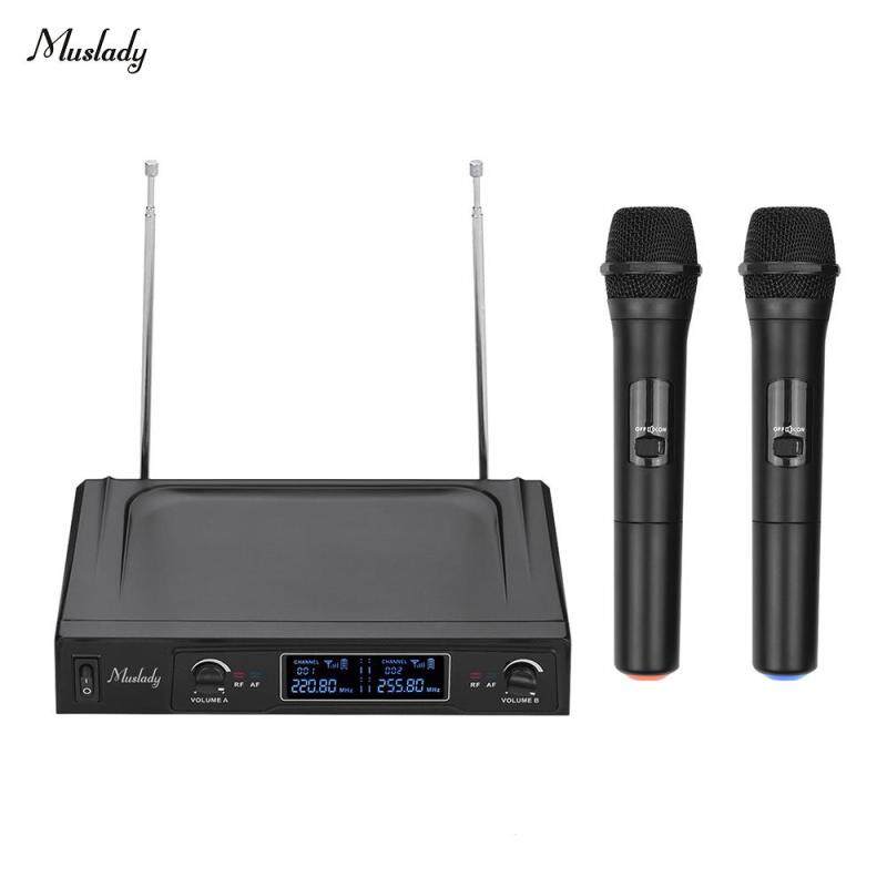 Muslady V1 VHF Không Có Hệ Thống Vi Mô, 2 Mic Cầm Tay & 1 Đầu Thu Với Màn Hình LCD Dành Cho Giải Trí Gia Đình Bài Phát Biểu Cuộc Họp Kinh Doanh Dạy Học Trong Lớp