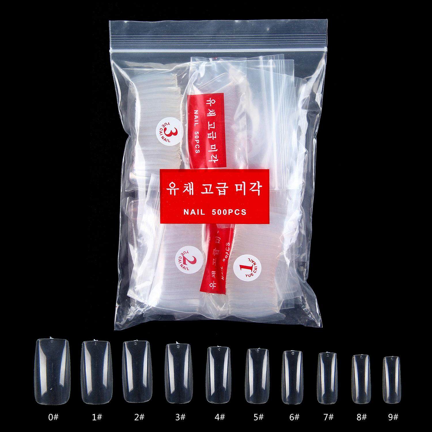 niceEshop 500pcs Transparent Color Nail Tips Full Cover Acrylic False Nails 10 Sizes For DIY Art - intl Philippines