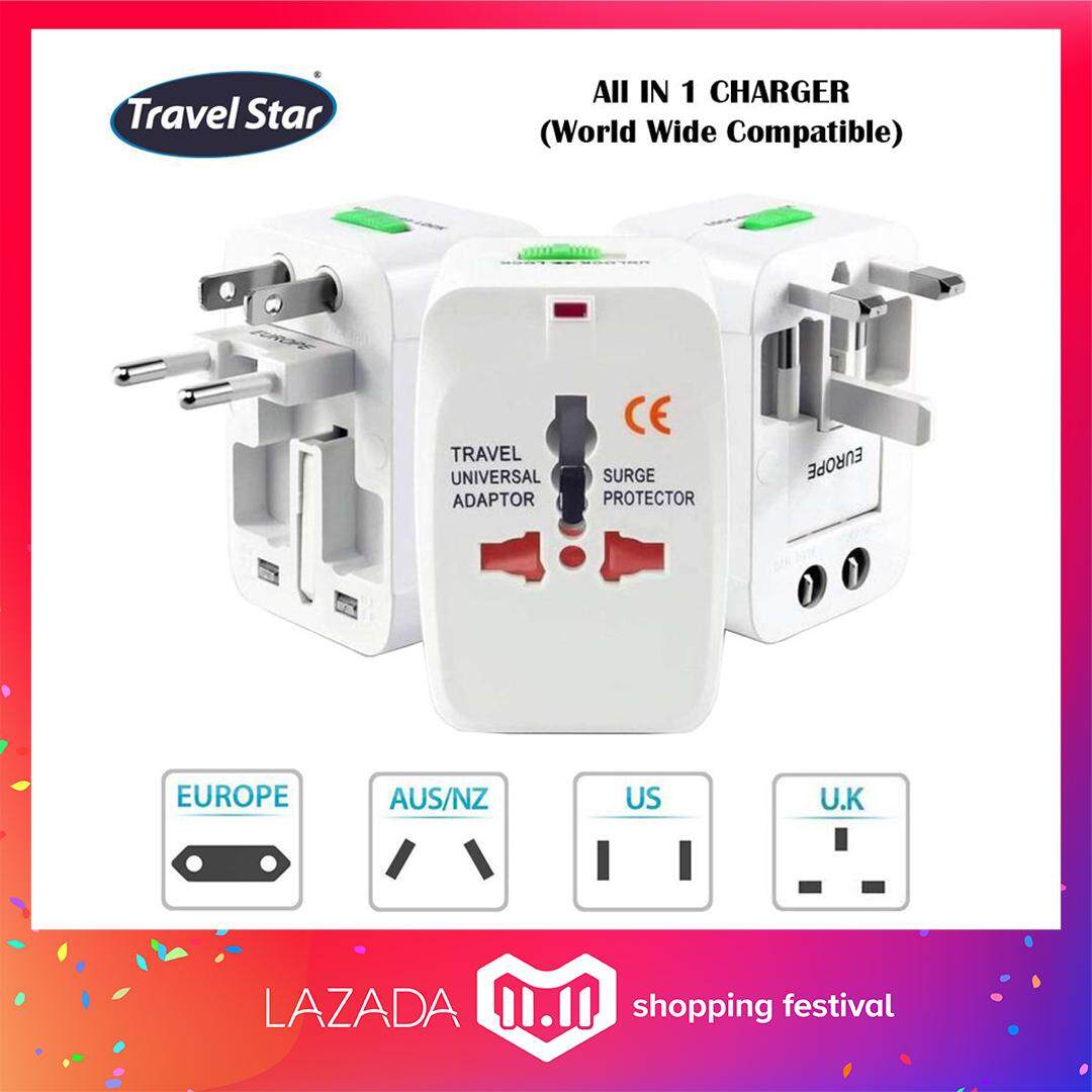 Travel Star International Travel Adapter Travel Adaptor ITA01 Home Plug Universal UK AUS US CN All in One Charger (World Wide Compatible)