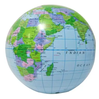 PVC Air Inflation English Globe Colorful World Map Stress Relief Toy Baby Kids Soft Ball