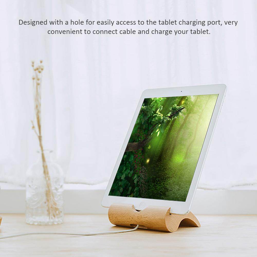 Jenama Meki Diperbuat Daripada Bahan-bahan Bergaya Portabel Berbentuk Koma Beech Kayu Ramah Lingkungan Bahan Anti-selip Telepon Tablet Penyangga Penahan Dock Station Cradle untuk Tablet Ipad Iphone Ponsel Pintar-Internasional