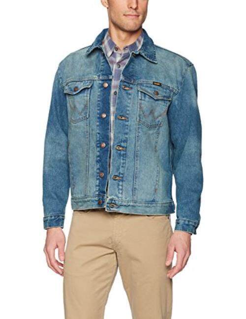 Wrangler Pria Gaya Barat Jaket Denim, Pertengahan Tint, L-Internasional