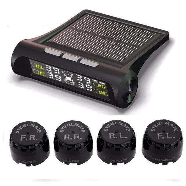 Solar Power TPMS Tire Pressure System Monitor ระบบการตรวจสอบความดันลมยาง Wireless LCD Display