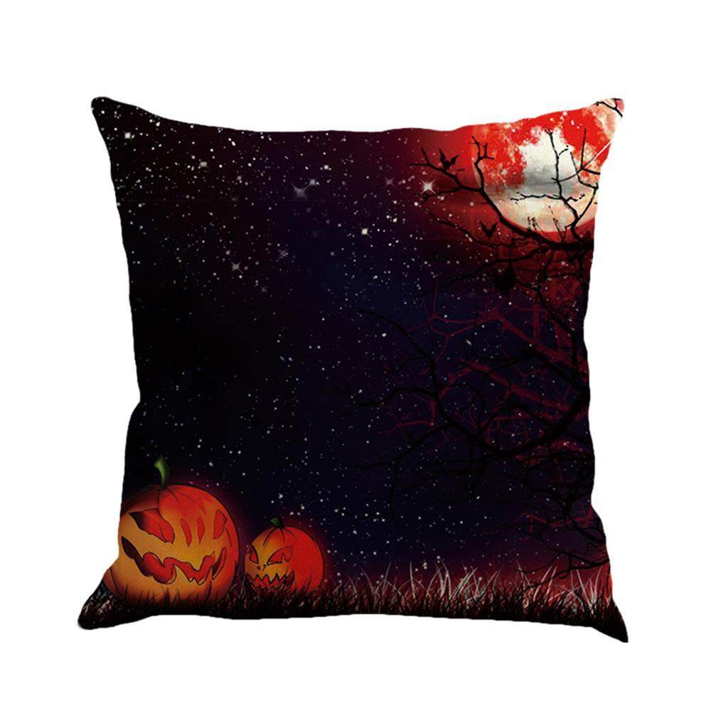 Huazhong Gaya Halloween Throw Bantal Sarung 18X18 Inci Persegi Katun Linen Sofa Sarung Bantal Sarung Yang Semarak dan Penuh Warna Dekoratif bantalan Teluk Kecil untuk Sofa Sofa Mobil Rumah-Internasional
