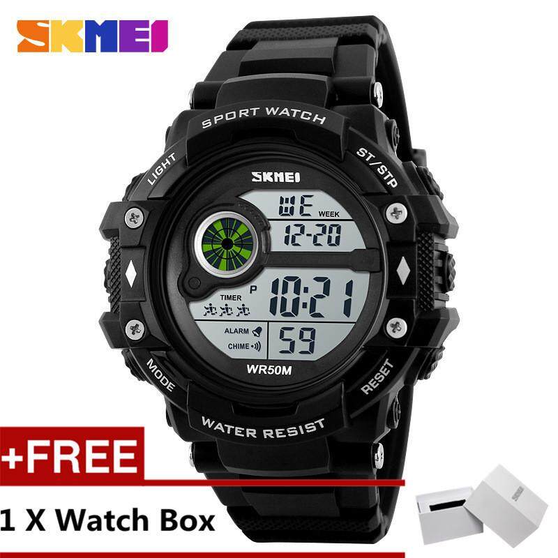 SKMEI 1280 Pria Olahraga Jam Tangan Bercahaya Kedap Air Digital Jam Tangan Tanggal + Gratis Yang SKMEI Kotak