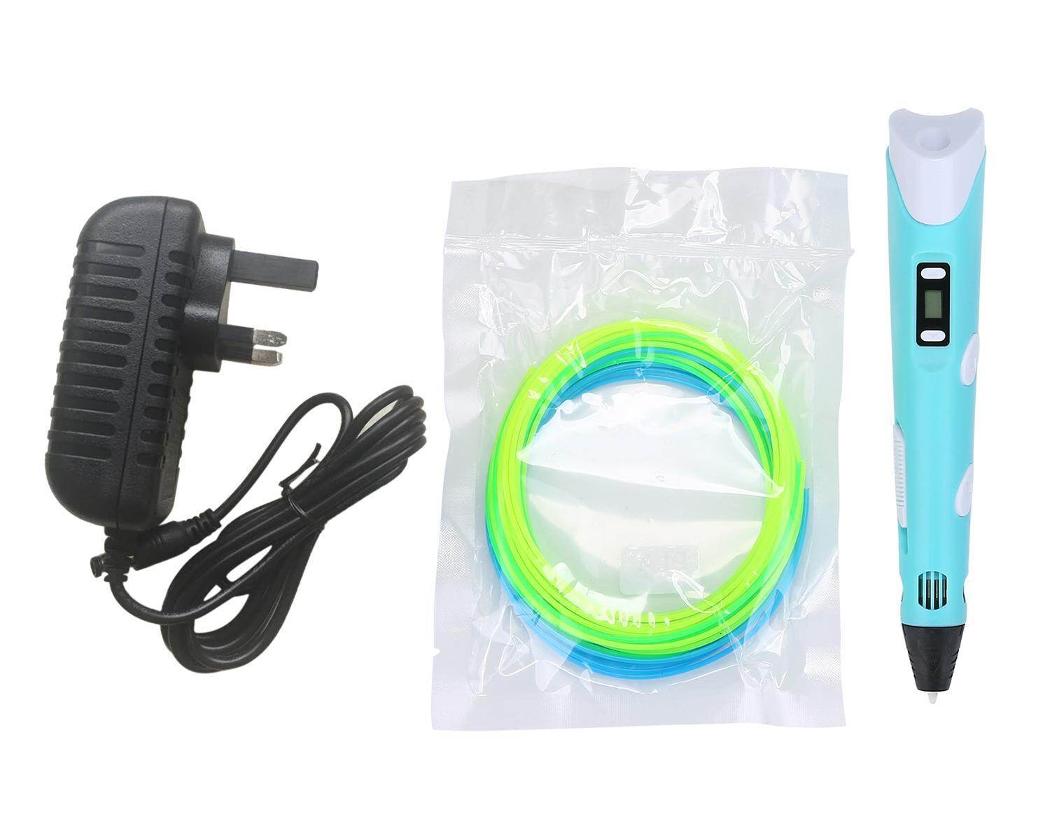 Qooyonq Pencetaka 3D Pena 2nd Generasi Cerdas 3D Gambar Model untuk Mencoret-coret, art Craft Membuat dan Pendidikan dengan 3 Free 1.75 Mm Filamen ABS (Biru)