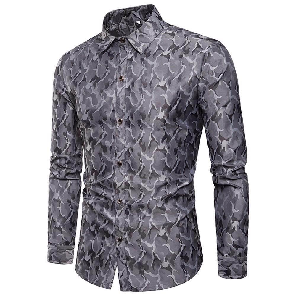 Men's  Shirt Slim Fit Stripe Long Sleeve Casual Button Shirts Formal Top Blouse