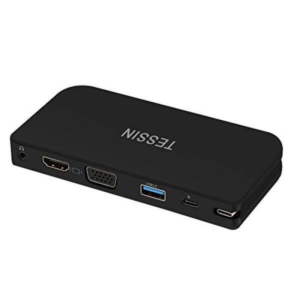Usb C Hub, Adaptor Usb C 3.1 dengan Port Pengisian Tipe C, Keluaran HDMI, Port VGA, USB 3.0 Port, Headphone Port untuk MacBook Pro 2015/2016, google Chromebook 2016/2017 dan Perangkat USB C Lainnya Oleh Tessin-Internasional