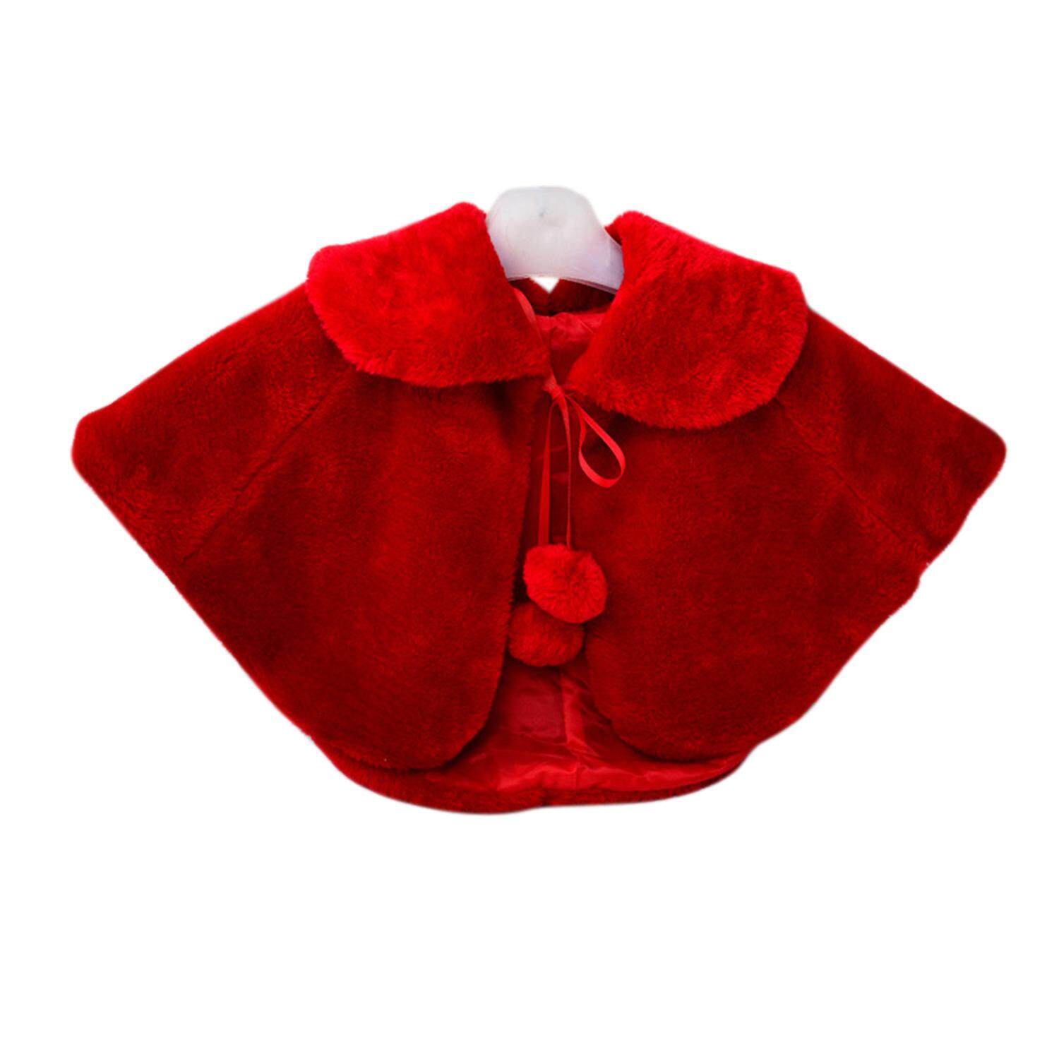 Sihir Cube Perempuan 'S Musim Dingin Tiruan Bulu Bolero Jaket Putri Cape Bahu Mantel Bridesmaid Selendang dengan Lucu Pompons-Internasional