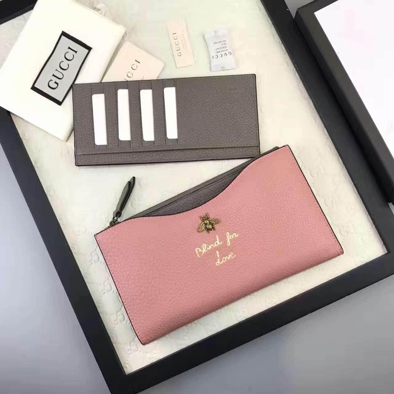 Gucci Animalier Dokumen Perjalanan Kasus Dompet Kulit Asli (3 Warna Hitam/Merah/Merah Muda)-Internasional