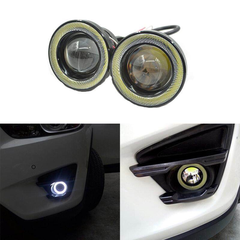 Car Fog lights Universal Waterproof 1200Lm Angel Eyes COB LED DRL Driving Lights 12V 30W Auto Fog Lamp 2.5 inch white (2Pcs)