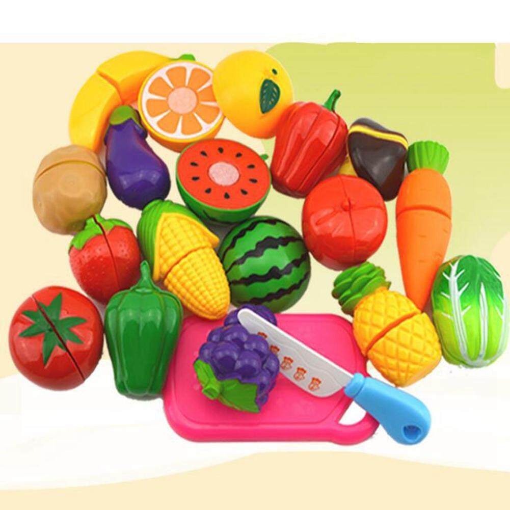 Magic Cube express 18PCS Plastic Cutting Fruits Vegetables Toys Dress Up Pretend Play Kitchen Toys Play Food Kid Birthday New Year Chr