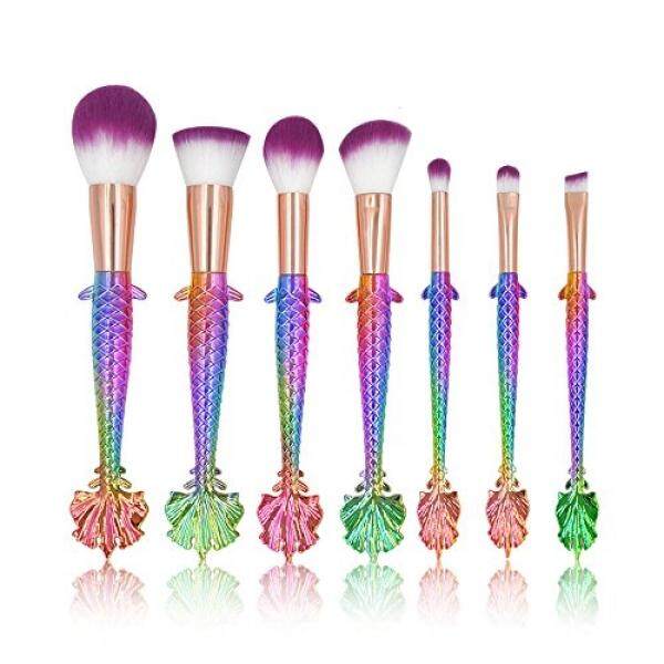 Affei 7 Pcs Mermaid Riasan Brushes Set Alis Eyeliner Tersipu Malu Alas Bedak Padat Alat Kosmetik (Warna-warni)-Internasional