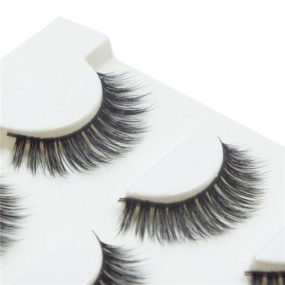 Jual Seksi Modis 3 Pasang Panjang Silang Bulu Mata Palsu Riasan Alami Palsu Tebal Hitam Mata Lashes Foxloom-Internasional