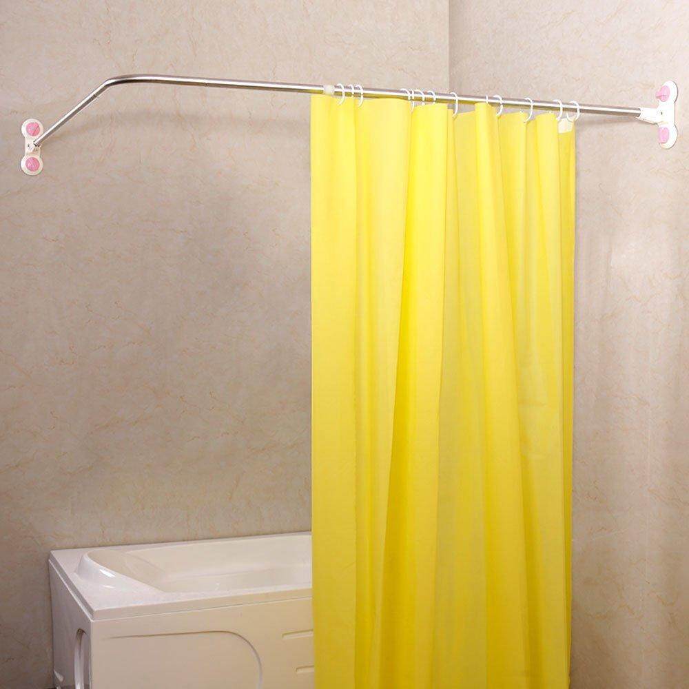Features Baoyouni Curved Shower Curtain Rod Suction Cups L Shaped Baoyouni Curved Shower Curtain Rod Suction Cups L Shaped Corner Bath Rail Bar Metal