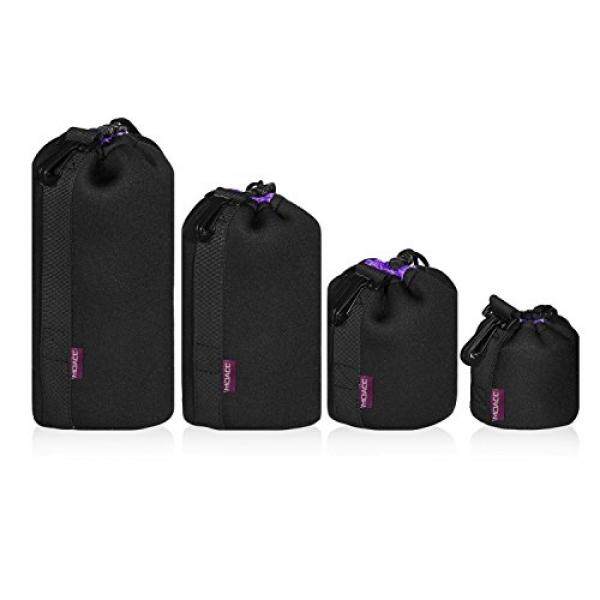 Lensa Kamera (4 Pack), lensa Kantung Set Tebal Pelindung Neoprene Anti-Air Lensa Tas dengan Drawstring untuk Canon, Nikon, Pentax, Sony, olympus, Dll-Internasional