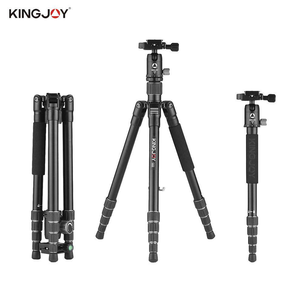Kingjoy G22 + G00 Portabel Perjalanan Aluminium Paduan Kamera Tripod Monopod dengan 360 Derajat Bola Kepala 5 Bagian Yang Dapat Disesuaikan maks. kerja Tinggi 144.5 Cm untuk Canon Sony Nikon DSLR Ildc Kamera Maksimum. kapasitas Beban 8 KG-Internasional