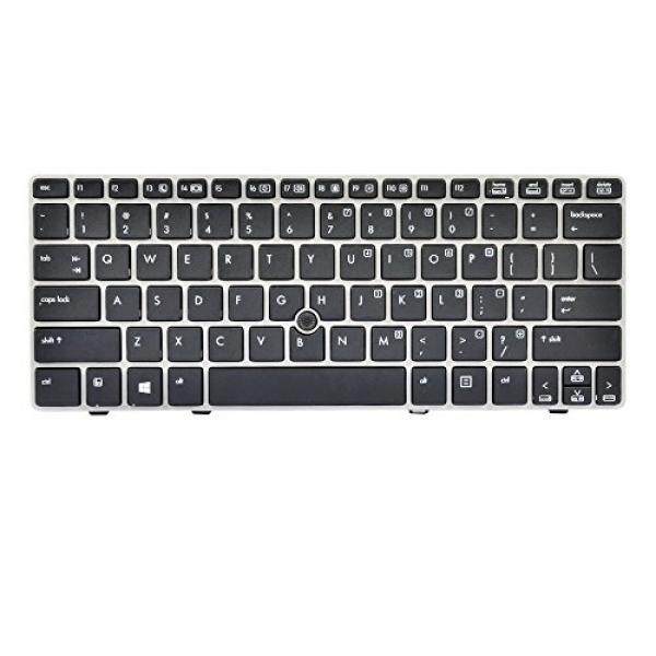 Penggantian Eathtek Keyboard dengan Bingkai Perak dan Penunjuk untuk HP Elitebook 2560 P 2570 P Seri Hitam AS Layout, nomor Bagian Yang Kompatibel 700948-001 701979-001 6037B0081001-Internasional