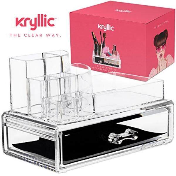 Akrilik Riasan Perhiasan Cosmetic Organizer-2 Piece Set 1 Laci Dalam Yang Bermanuver dengan Lancar dengan Terpisah Stackable Lipstik & nailpolish Penahan Dibuat dengan Kualitas Terbaik Kuat Tebal Akrilik-Internasional