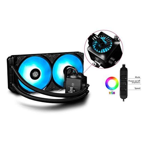 Deepcool Liquid CPU Cooler, Gamer Storm Kapten 240 RGB Penggemar, Sinkron RGB Penggemar dan RGB Waterblock, kabel Pengendali dan Motherboard Kontrol Perangkat Lunak Didukung, AM4 Kompatibel, Garansi 3 Tahun-Internasional