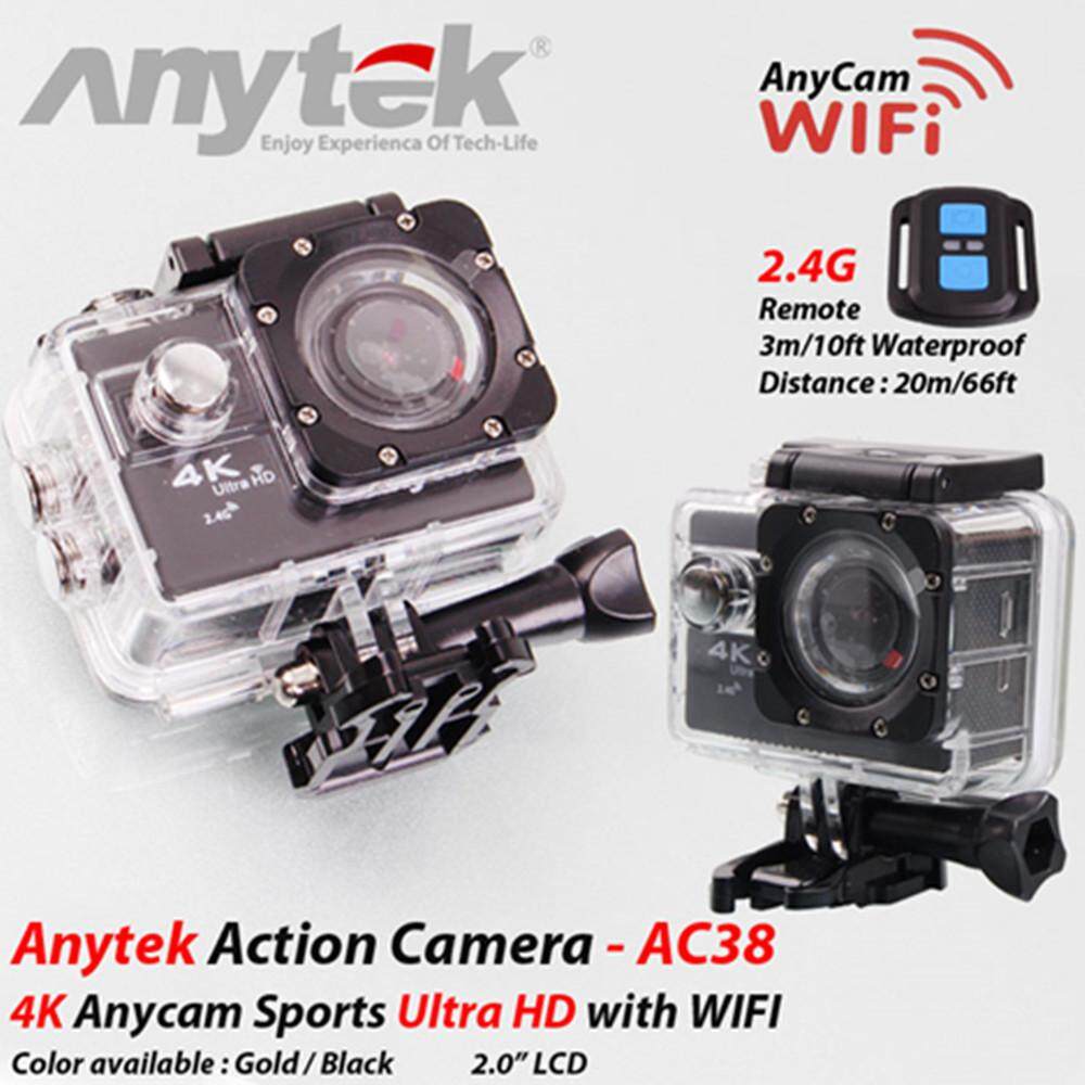 ANYTEK 4K AnyCam CAR DVR AC-38 3-in-1 Ultra HD Action Camera, Camera and DVR Function + 2 Free Gift (Black)