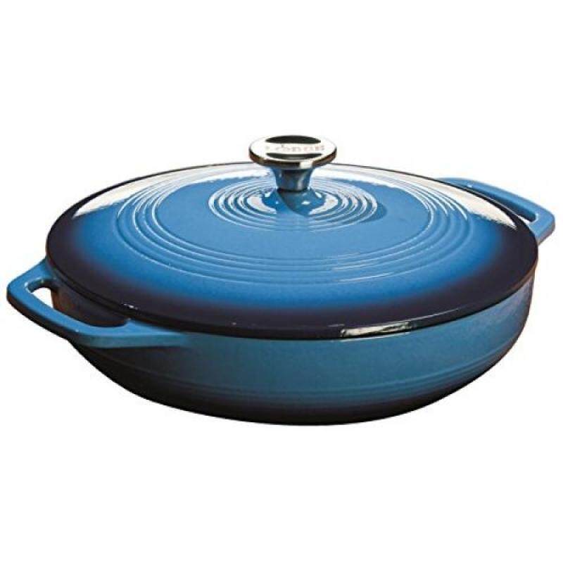 Lodge EC3CC33 Enameled Cast Iron Covered Casserole, 3-Quart, Caribbean Blue - intl Singapore