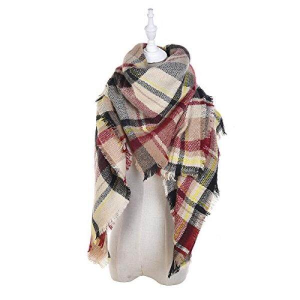 Mazdom Mazdom Modis Nyaman Hangat Musim Gugur Musim Dingin Selimut Syal Bergaya Lembut Chunky Diperiksa Giant Scarves Selendang Cape-Internasional