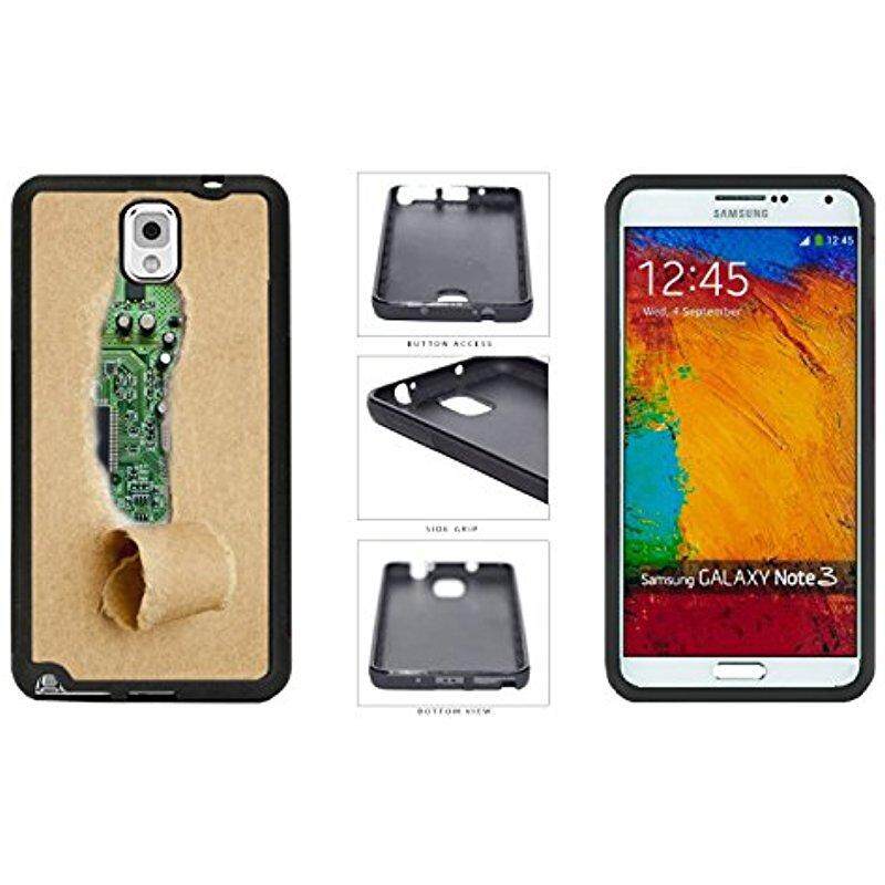 Baru Robek Grunge Kertas Menampilkan Sirkuit Dalam TPU Karet Silikon Telepon Case Sampul Belakang untuk Samsung Galaksi Note III 3 n9002 Dilengkapi dengan Keamanan Label dan Myphone Designs (TM) kain Pembersih-Internasional