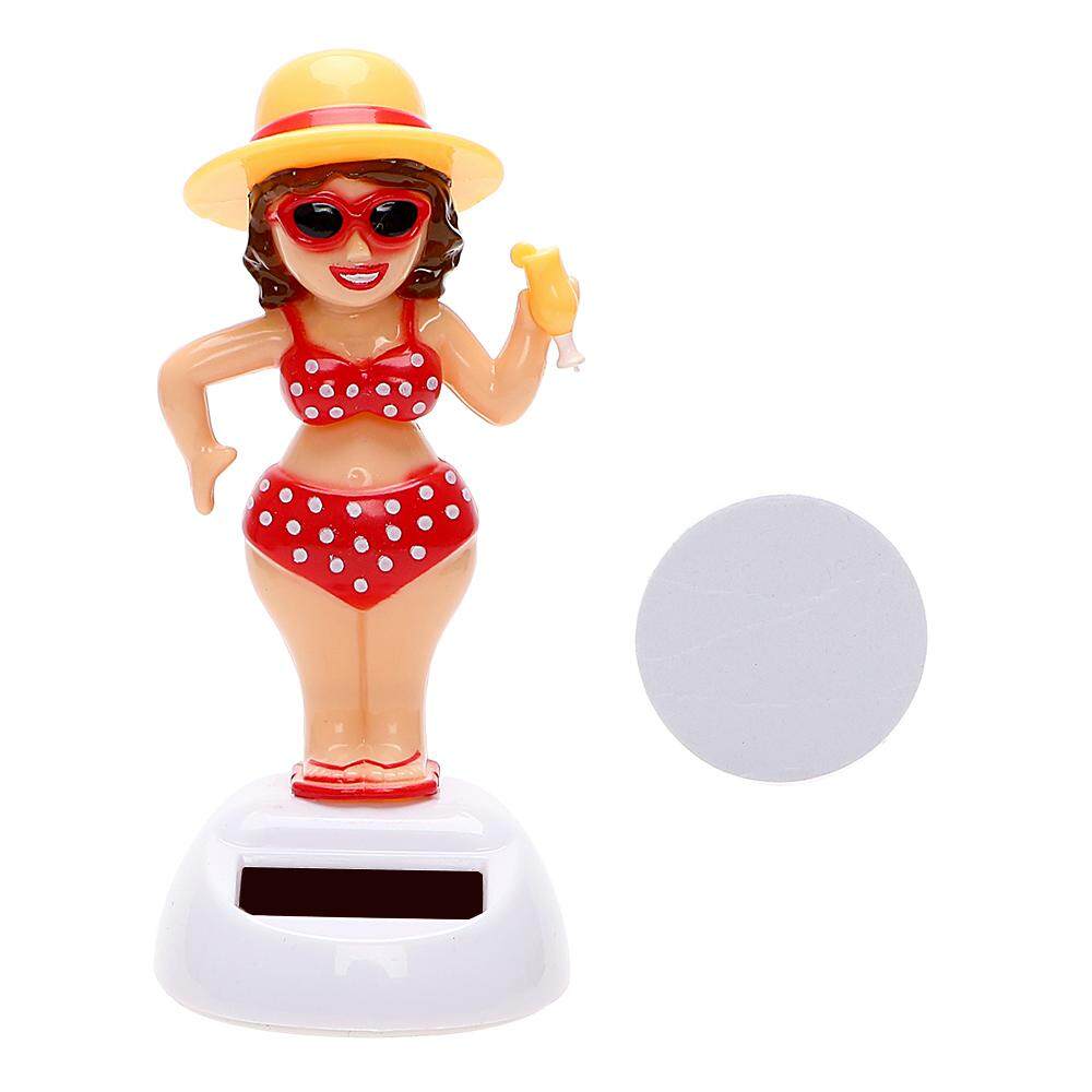 BolehDeals Lucu Solar Powered Bobble Head Flip Flap Rabbit Kids Toy Car Ornamen Berwarna Merah Muda