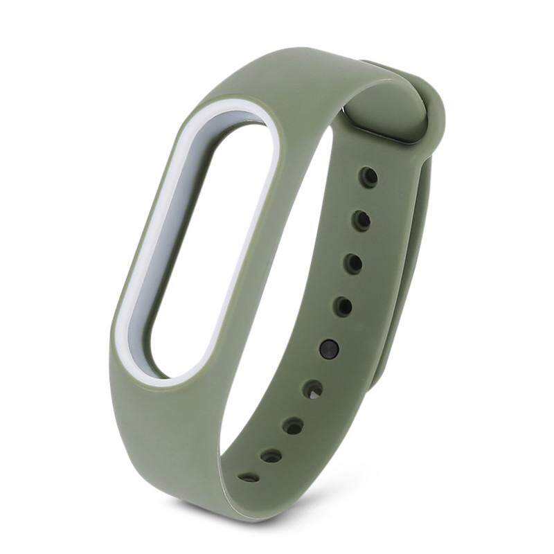 Ganda Warna Silikon Strap Pergelangan Tangan untuk XIAOMI Mi Band 2 Hijau Tentara