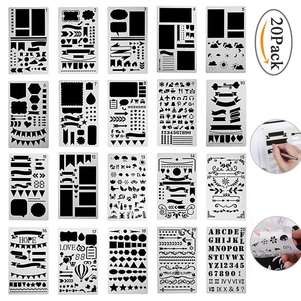 yaobang 20pcs DIY Drawing Painting Template Stencil For Journal Graphics Stencils DIY Photo Album Notebook Diary Scrapbook And Craft Projects - intl