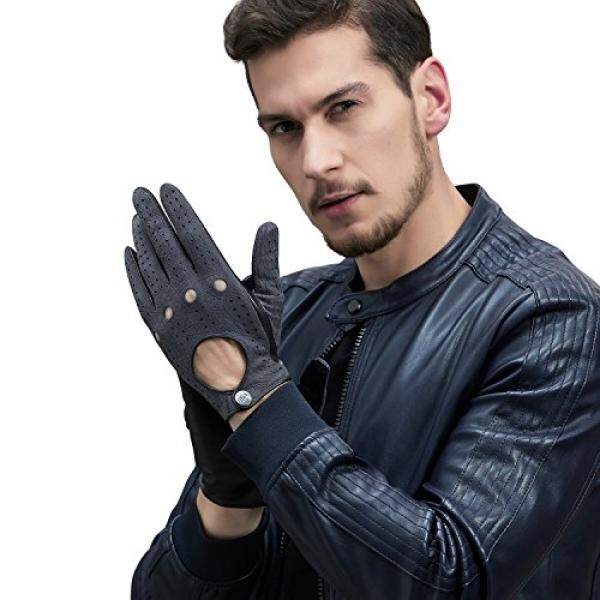 GSG Punk Rock Touchscreen Driving Motorcycle Gloves Mens Black Gloves Genuine Leather Perforated Full-Finger Backless Dance Show Birthday Gifts 9.5 - intl