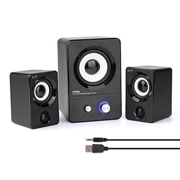 Htrise Pembicara Komputer Yang Didukung USB Sistem (X7 Hitam) untuk Permainan/Musik/Film, aktif Multimedia Stereo Suara untuk Laptop/Desktop/Lenovo/HP/ThinkPad/IBM/Dell/SONY /Macfee/SAMSUNG/Acer/Microsoft/Buah-Internasional